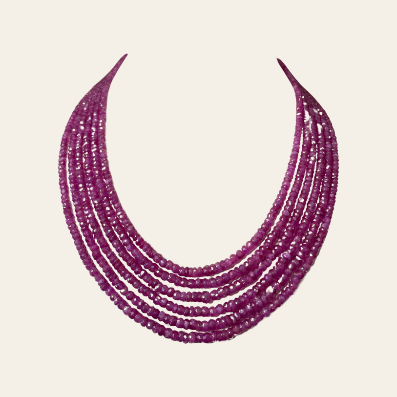 Collier de Rubis - 6 Fils Rouge Grenadine
