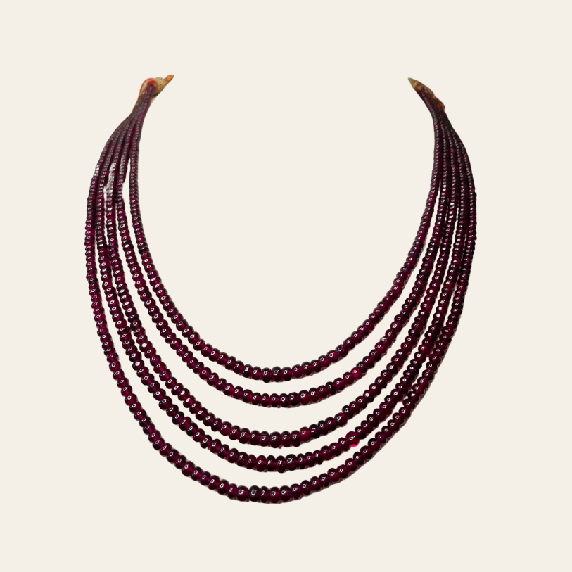 Collier de Rubis Mini-Donuts  - 5 Fils Rouge Sang Pigeon 🩸