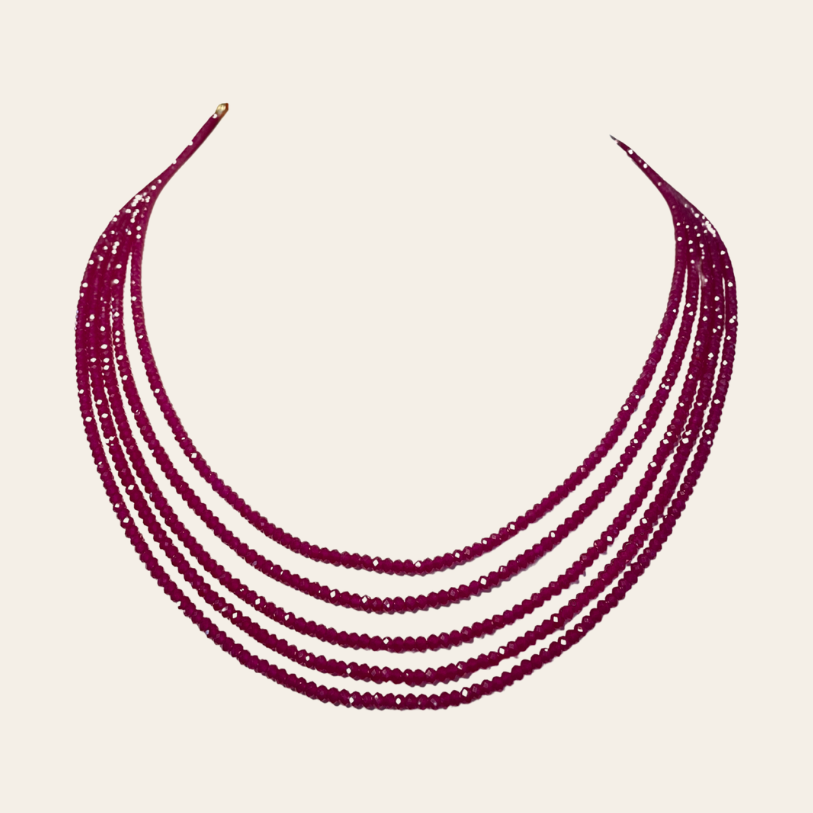 Collier de Rubis - 5 Fils Simples