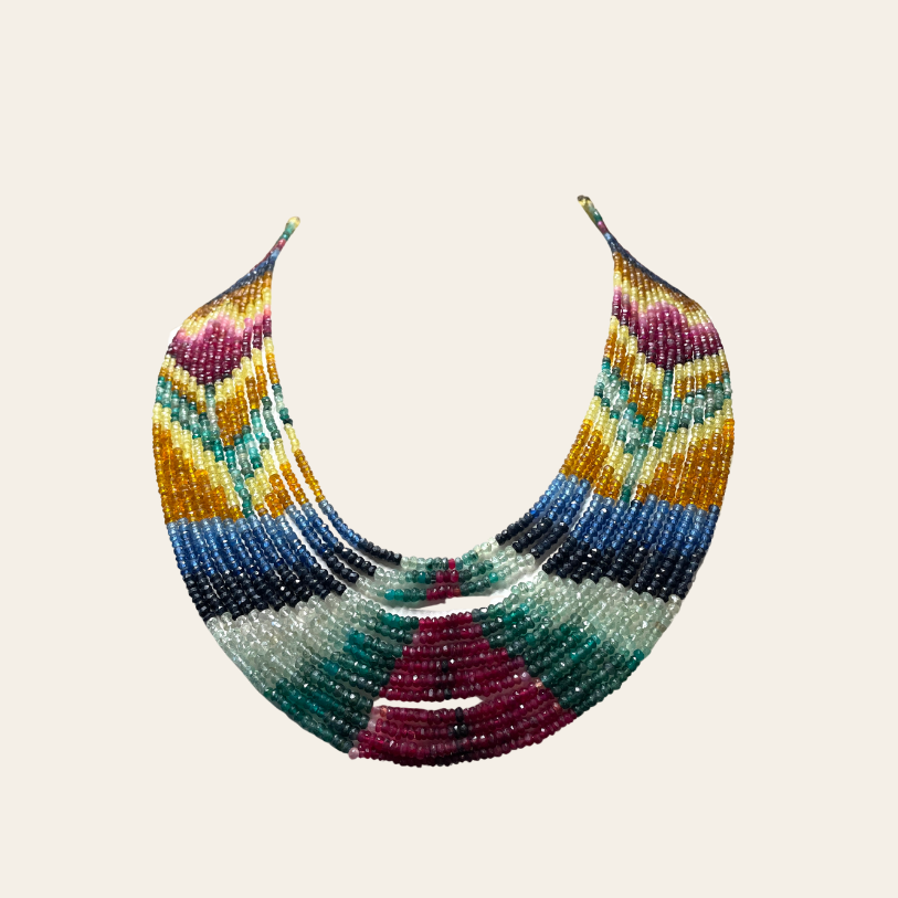 Collier d'Emeraude Couleur - Fleure Rouge 🌹 (à 17 Fils)