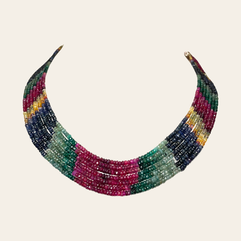 Collier d'Emeraude Couleur - 7 Fils Simples JBVR