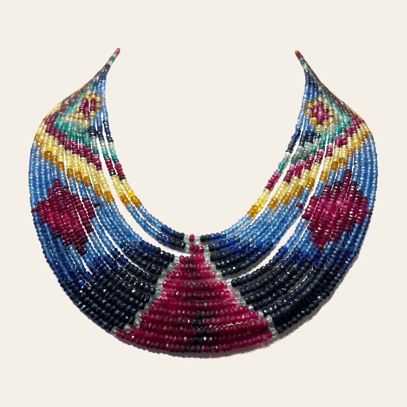 Collier d'Emeraude Couleur - 13 Fils Couronnes, Louzat & Triangle Rouge 🔺