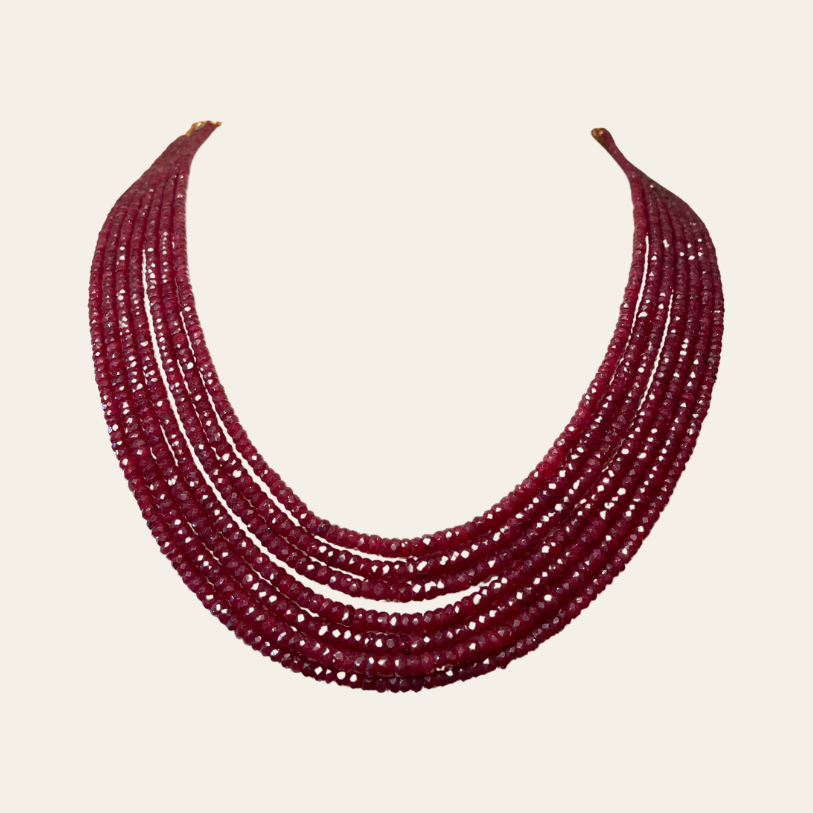 Collier de Rubis - 7 Fils Rouge Sang Éclatant ✨🩸
