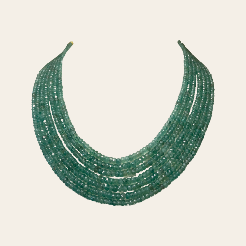 Collier d'Emeraude - 7 Fils Vert Bouteille Foncé