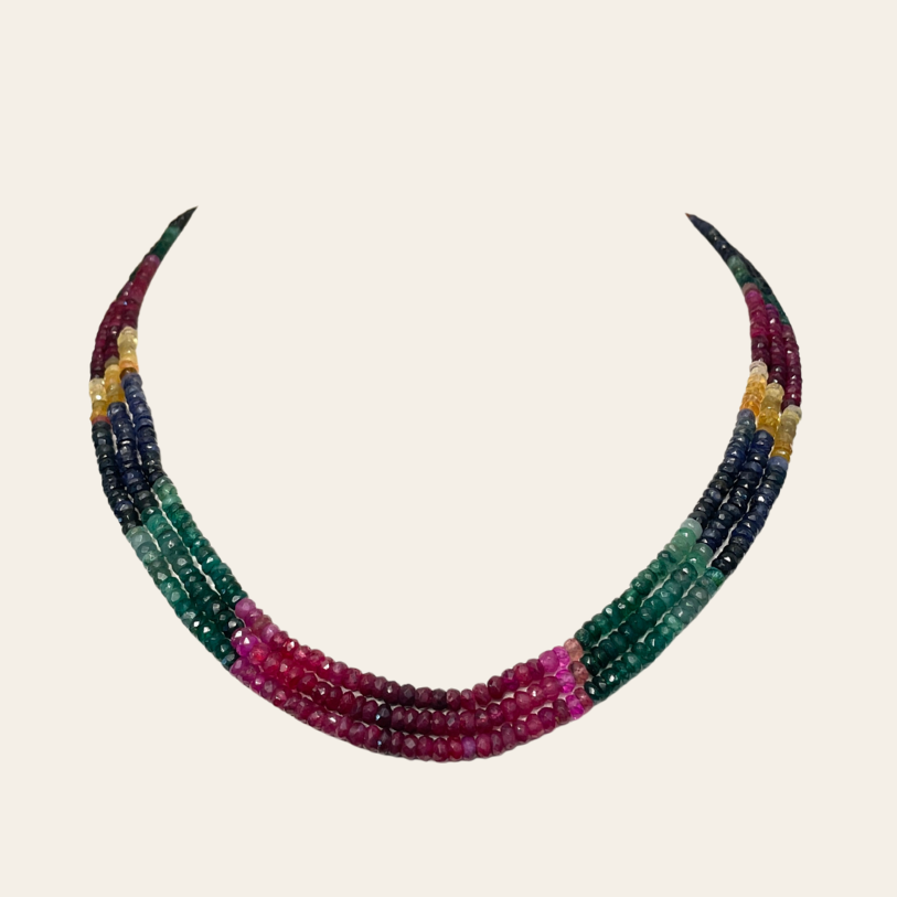 Collier d'Emeraude Couleur - 3 Fils Simples JBVR