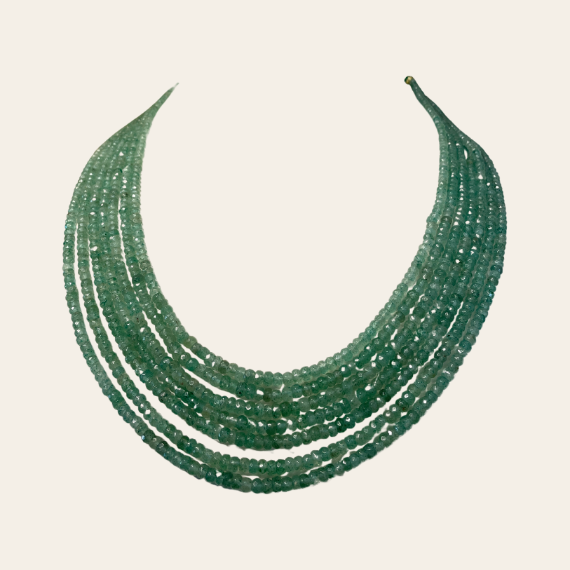 Collier d'Emeraude - 7 Fils Vert Bouteille