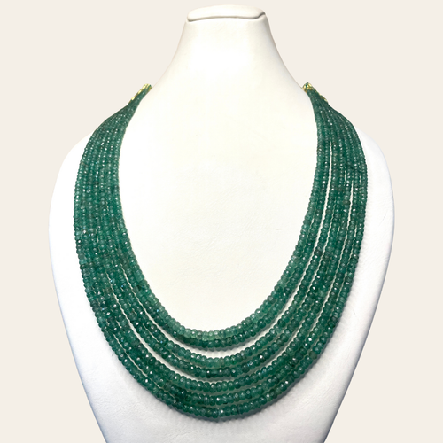 Collier d'Emeraude - 7 Fils Vert Bouteille
