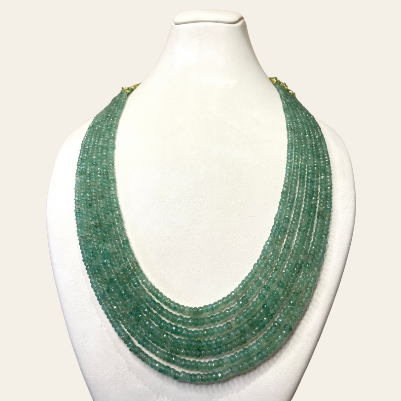 Collier d'Emeraude - 7 Fils Vert Bouteille