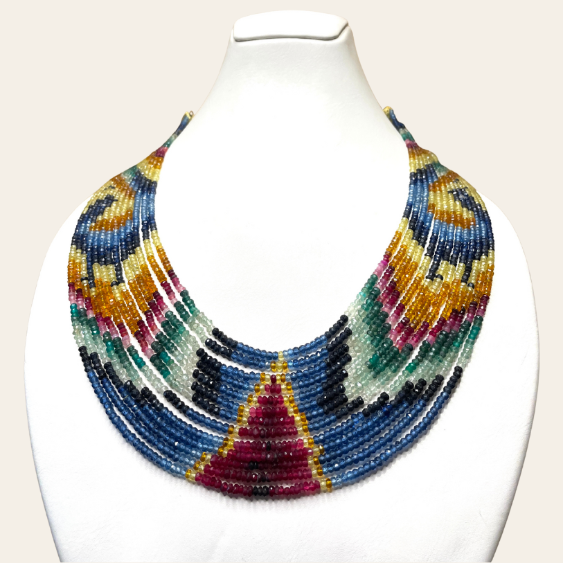 Collier d'Emeraude Couleur - 13 Fils Paon 🦚