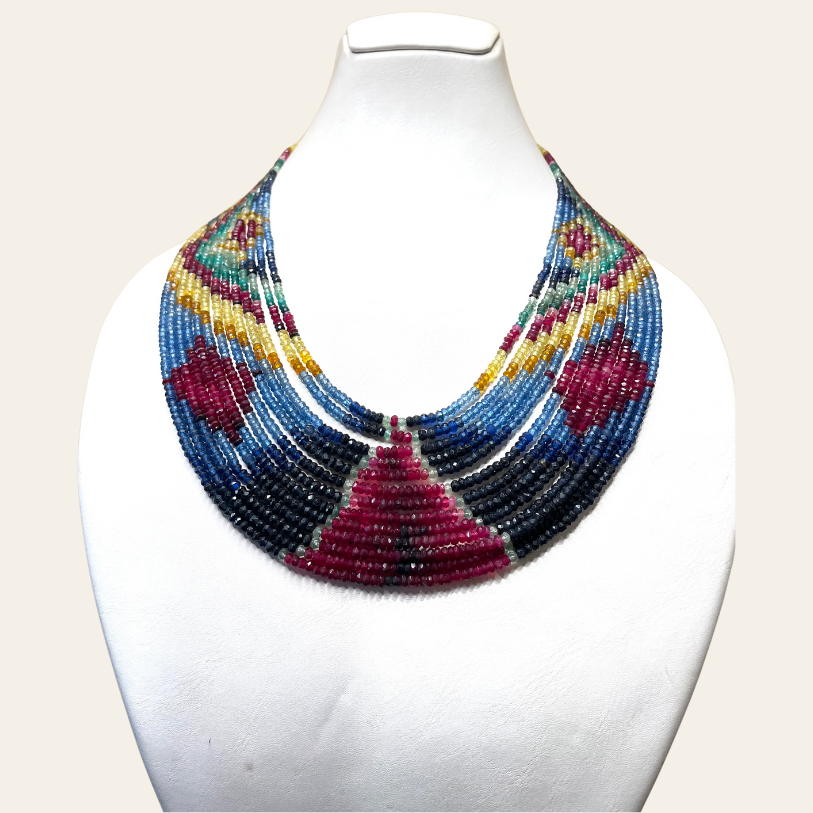 Collier d'Emeraude Couleur - 13 Fils Couronnes, Louzat & Triangle Rouge 🔺
