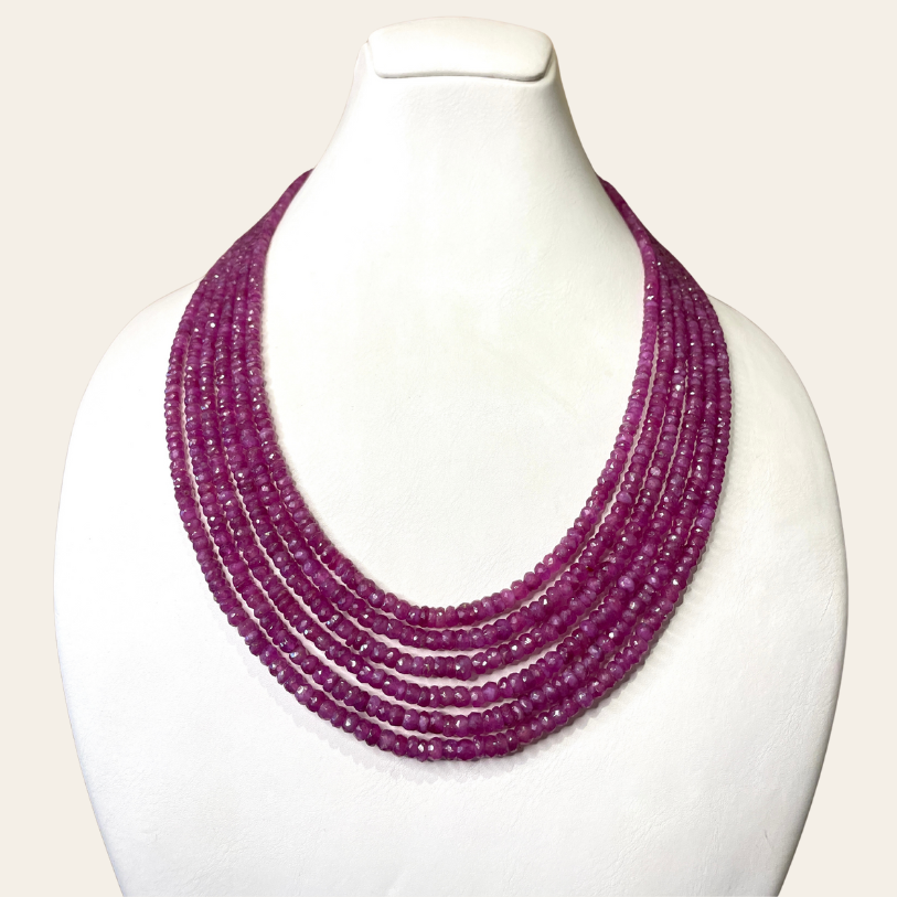 Collier de Rubis - 6 Fils Rouge Grenadine