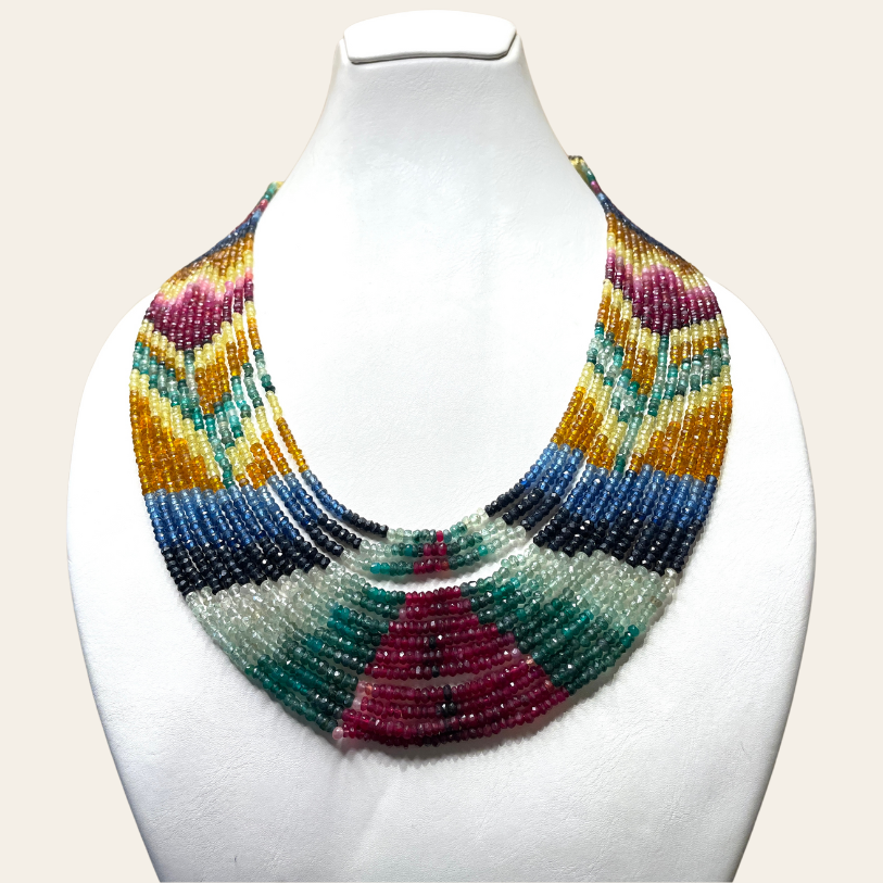 Collier d'Emeraude Couleur - Fleure Rouge 🌹 (à 17 Fils)