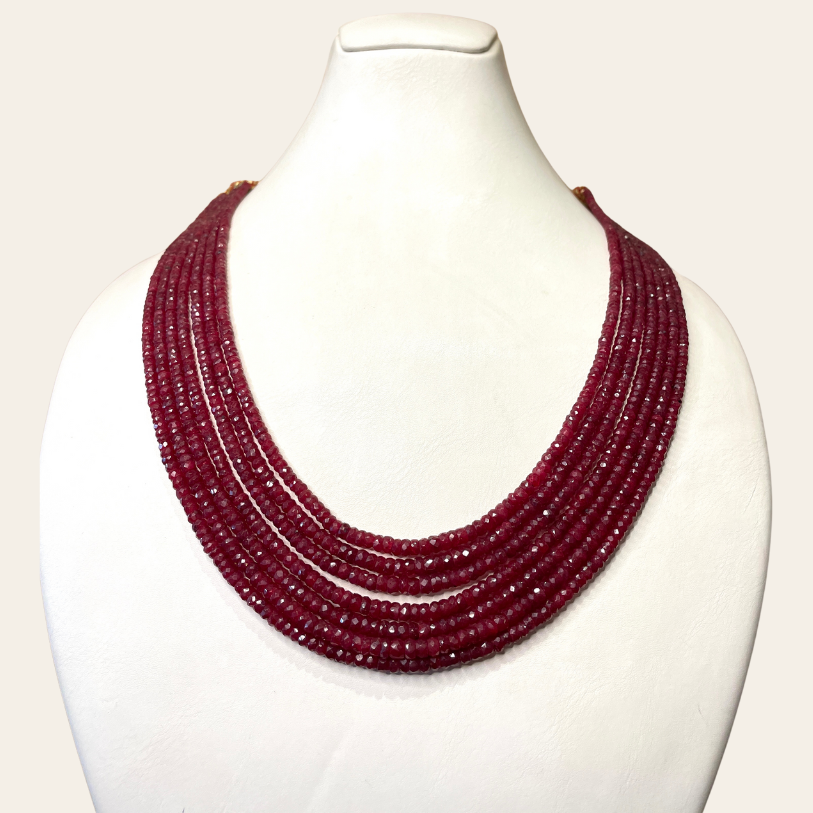 Collier de Rubis - 7 Fils Rouge Sang Éclatant ✨🩸