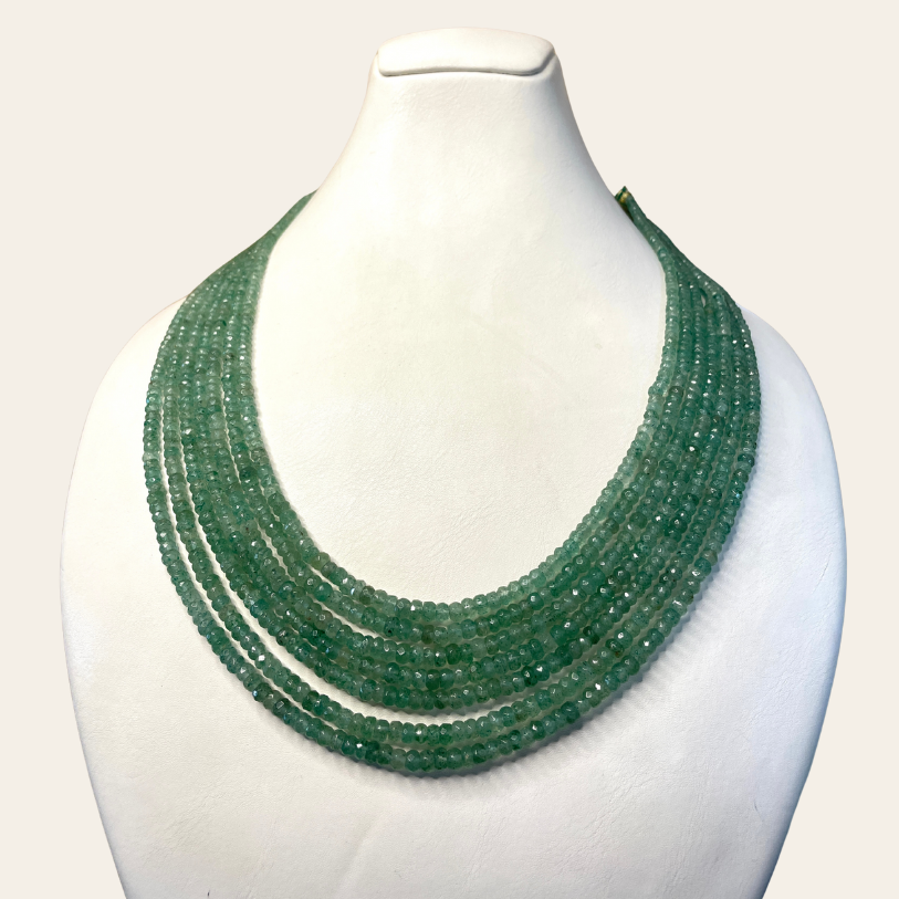 Collier d'Emeraude - 7 Fils Vert Bouteille
