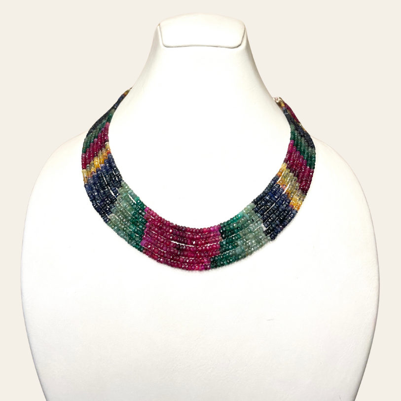 Collier d'Emeraude Couleur - 7 Fils Simples JBVR