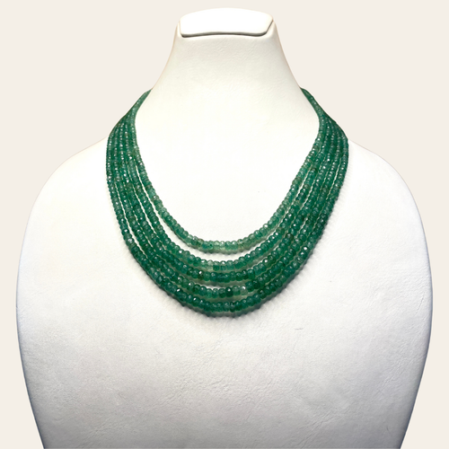 Collier d'Emeraude - 5 Fils Vert Bouteille