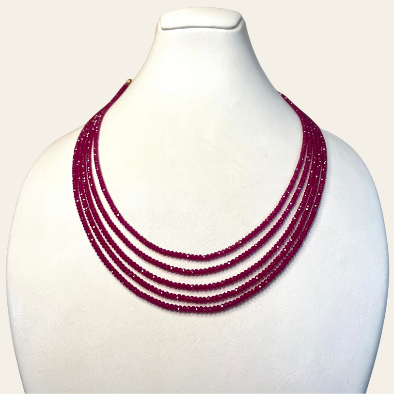 Collier de Rubis - 5 Fils Simples