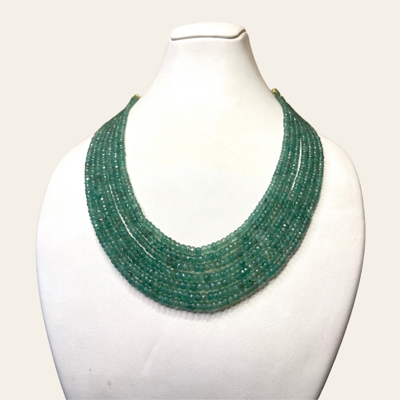 Collier d'Emeraude - 7 Fils Vert Bouteille Foncé