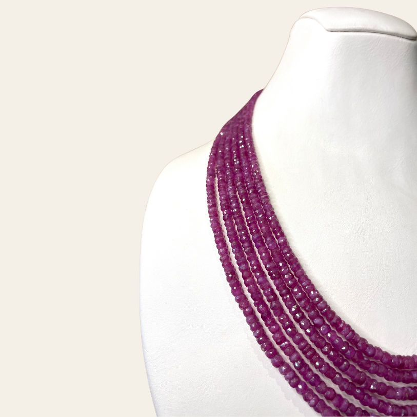Collier de Rubis - 6 Fils Rouge Grenadine