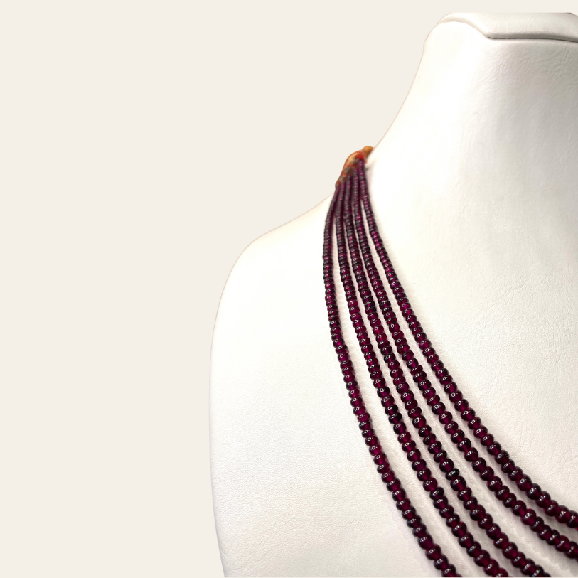 Collier de Rubis Mini-Donuts  - 5 Fils Rouge Sang Pigeon 🩸