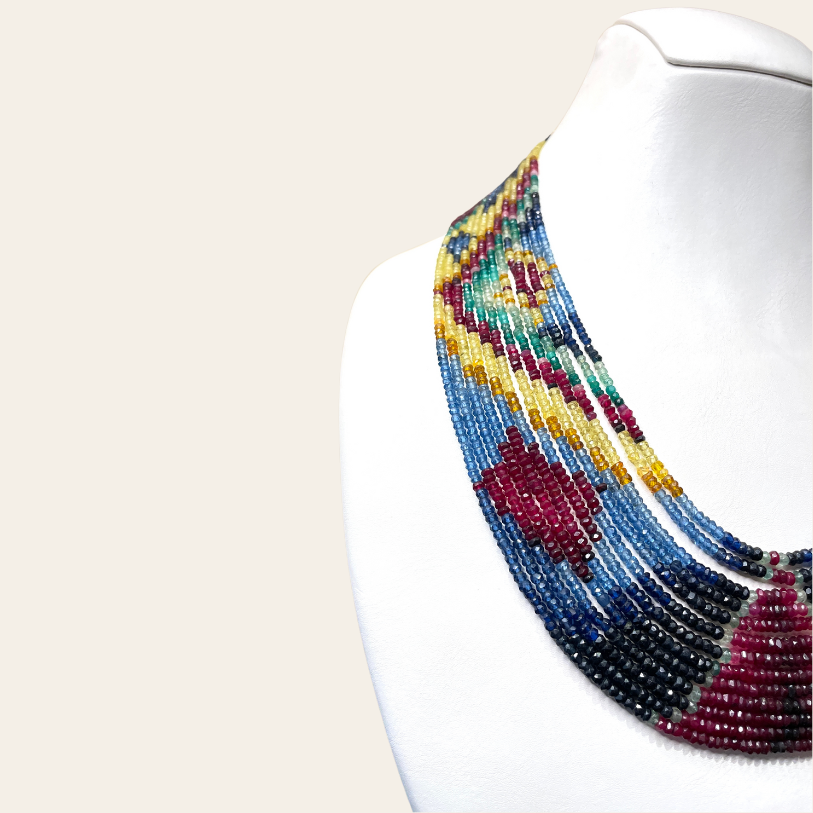 Collier d'Emeraude Couleur - 13 Fils Couronnes, Louzat & Triangle Rouge 🔺