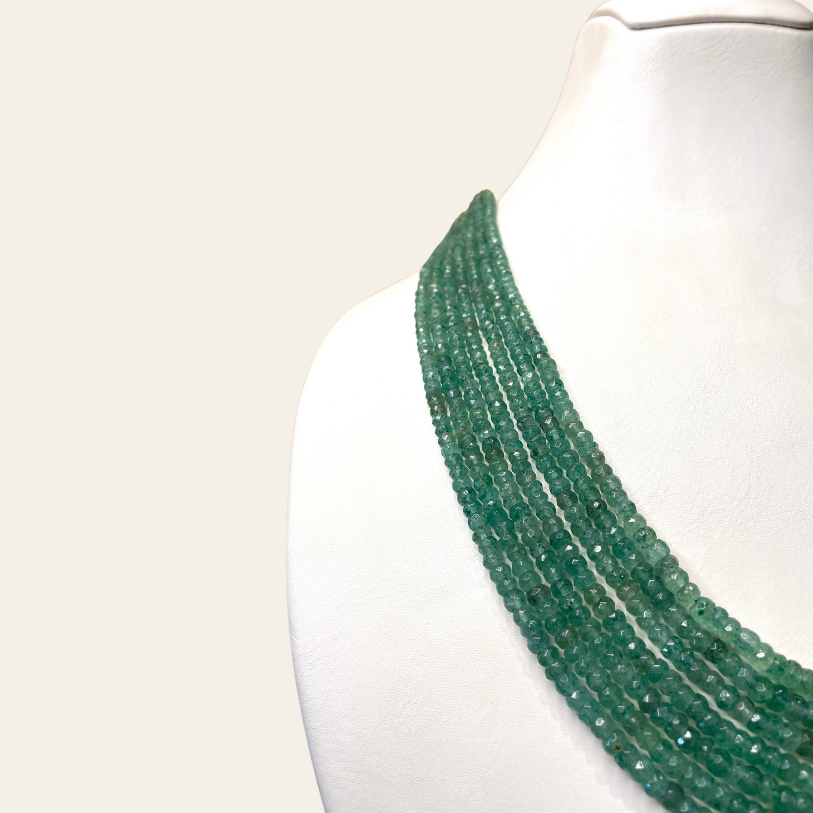 Collier d'Emeraude - 7 Fils Vert Bouteille Foncé