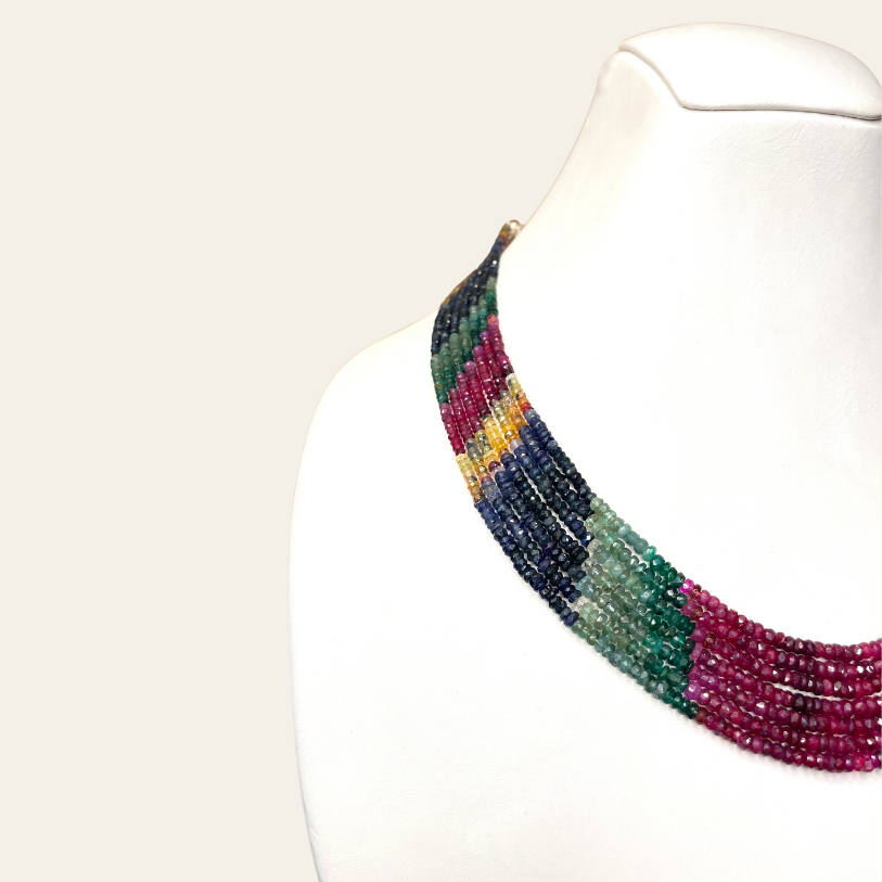Collier d'Emeraude Couleur - 7 Fils Simples JBVR