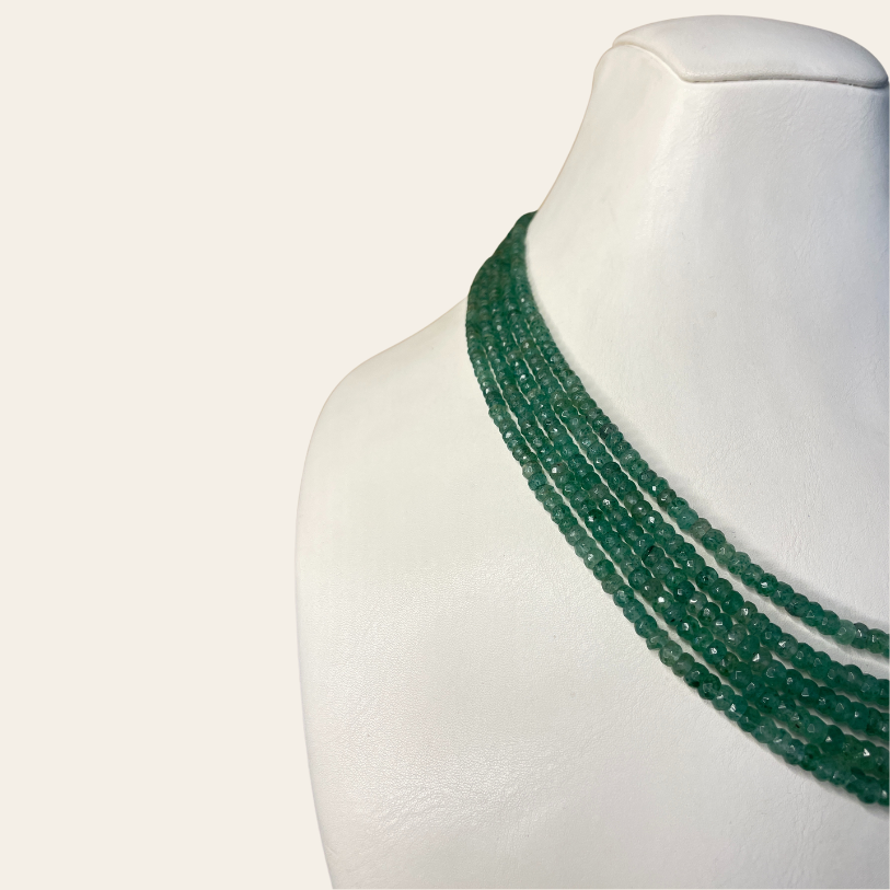 Collier d'Emeraude - 5 Fils Vert Bouteille