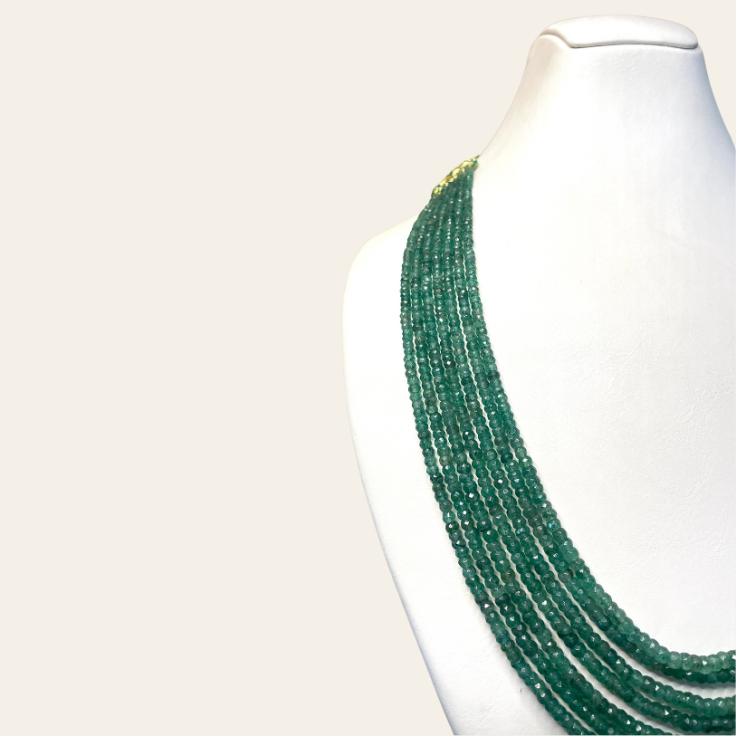 Collier d'Emeraude - 7 Fils Vert Bouteille