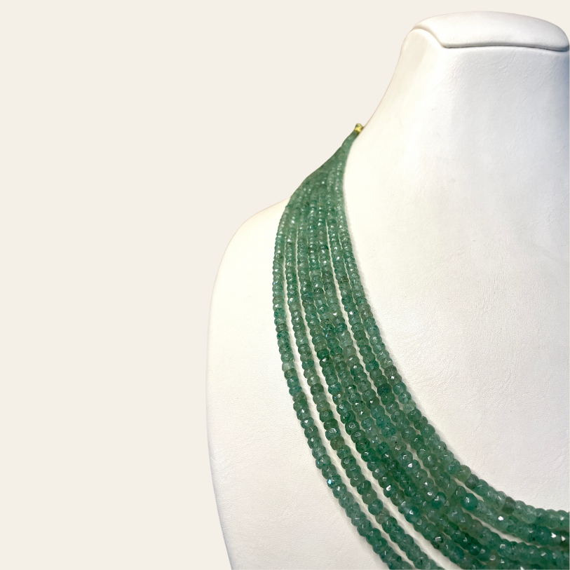 Collier d'Emeraude - 7 Fils Vert Bouteille