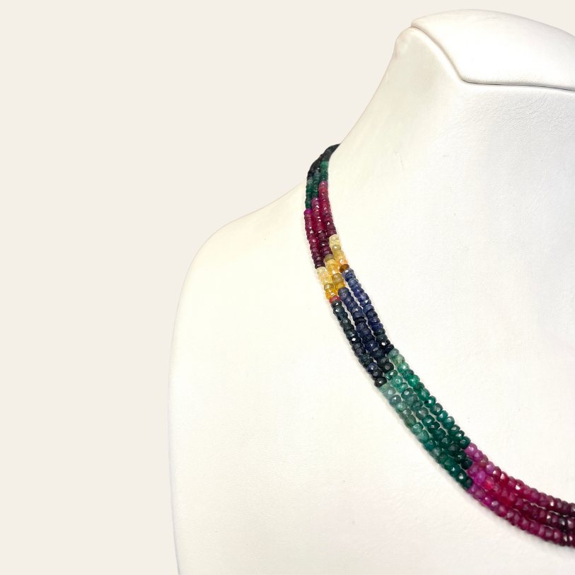 Collier d'Emeraude Couleur - 3 Fils Simples JBVR