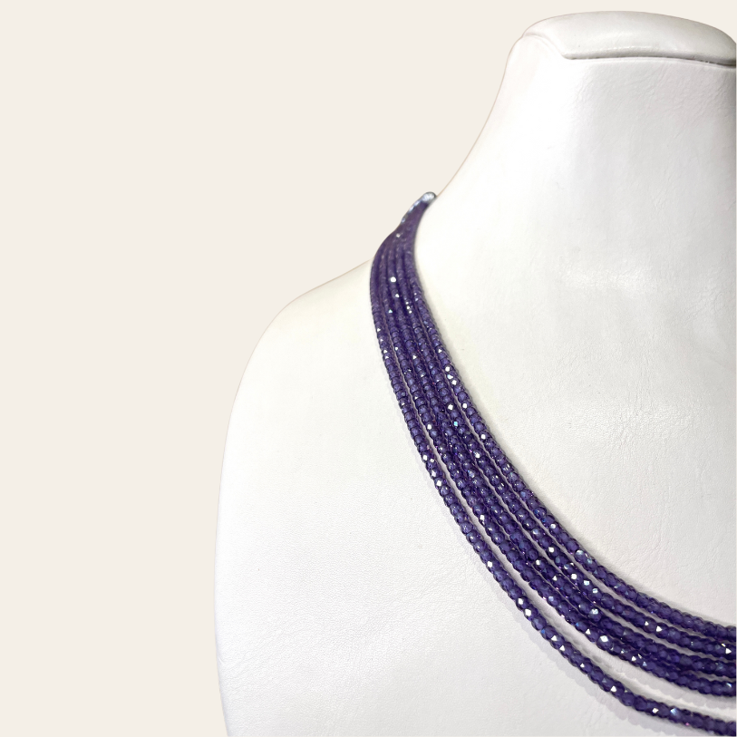 Collier de Zircon - 5 Fils Mauve Foncé