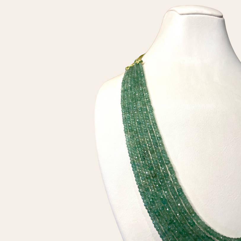 Collier d'Emeraude - 7 Fils Vert Bouteille