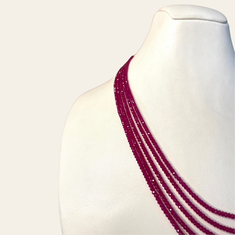 Collier de Rubis - 5 Fils Simples