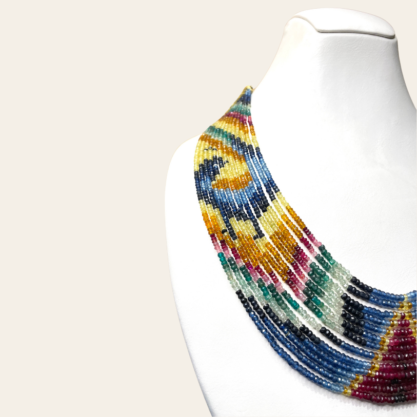 Collier d'Emeraude Couleur - 13 Fils Paon 🦚