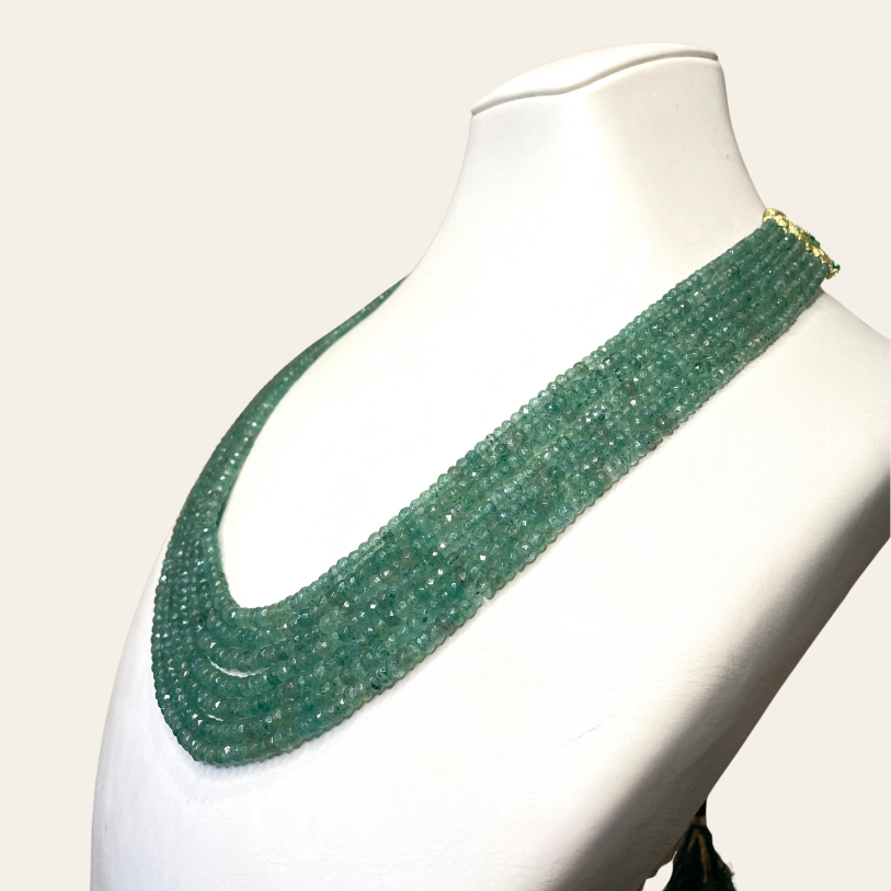 Collier d'Emeraude - 7 Fils Vert Bouteille Foncé