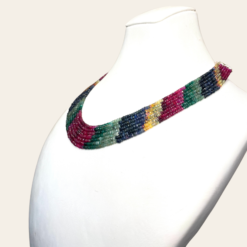 Collier d'Emeraude Couleur - 7 Fils Simples JBVR