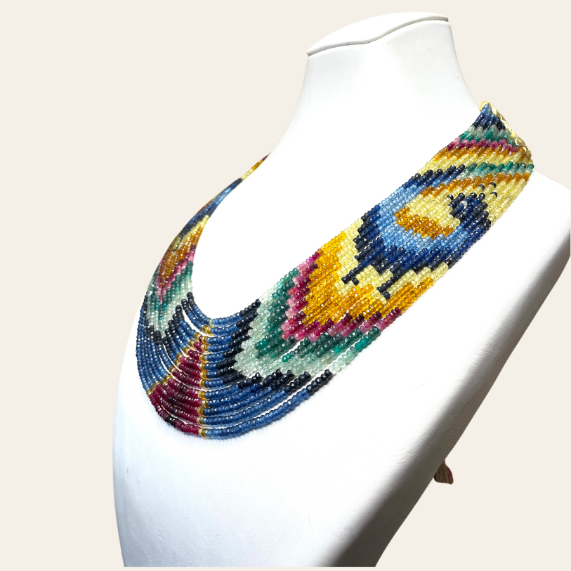 Collier d'Emeraude Couleur - 13 Fils Paon 🦚