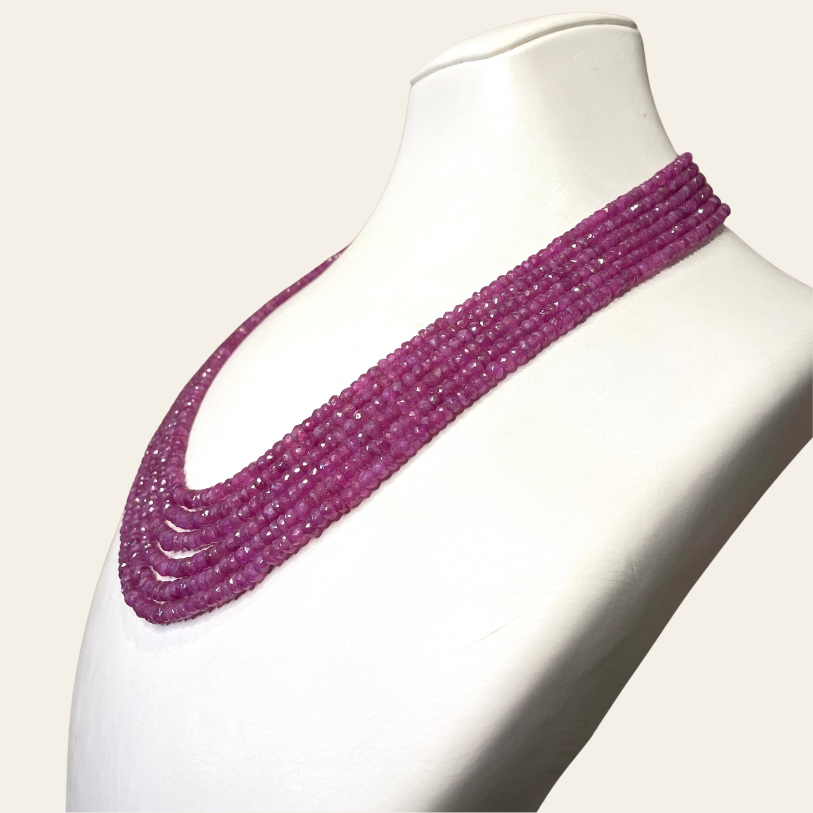 Collier de Rubis - 6 Fils Rouge Grenadine