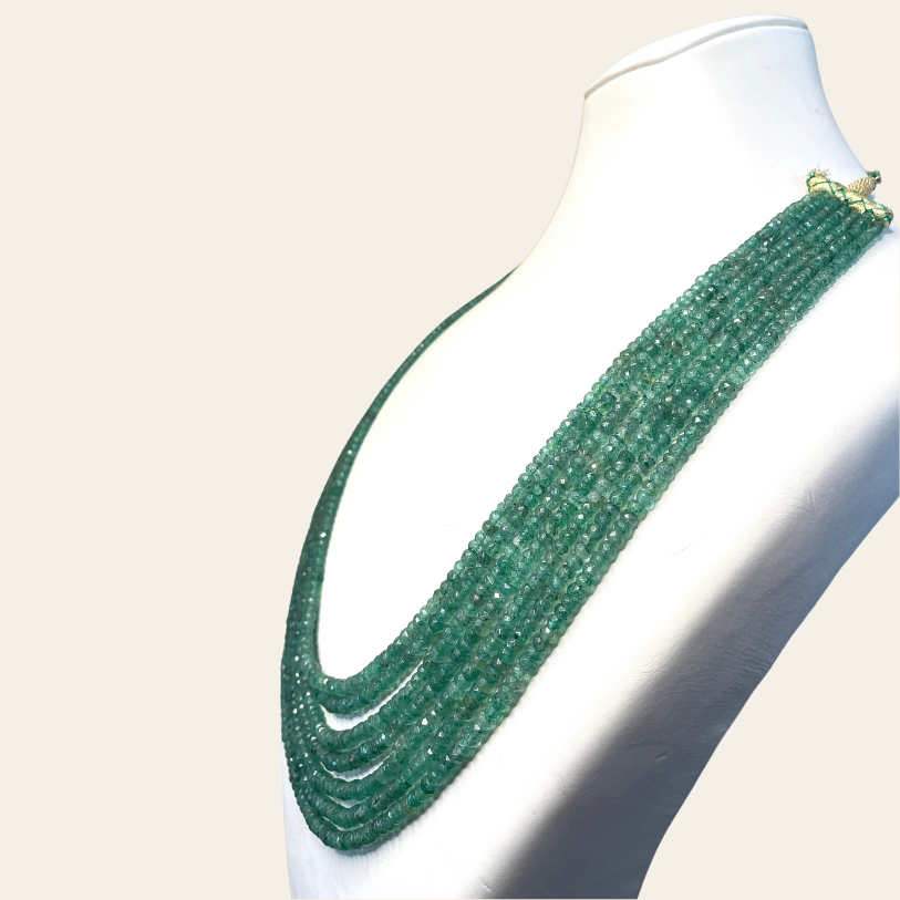 Collier d'Emeraude - 7 Fils Vert Bouteille