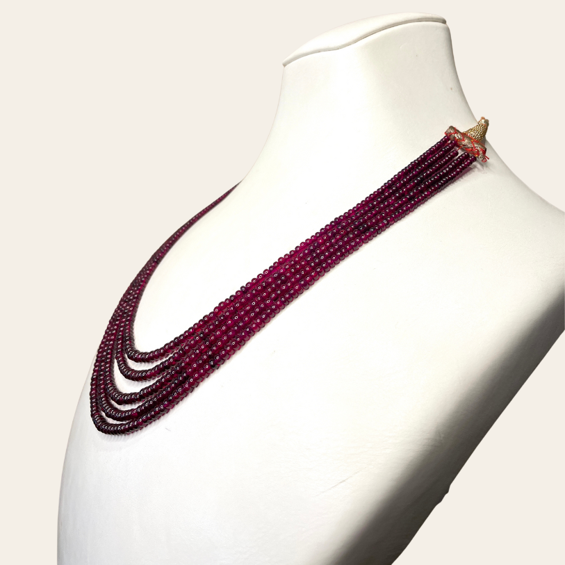 Collier de Rubis Mini-Donuts  - 5 Fils Rouge Sang Pigeon 🩸