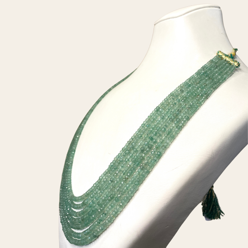 Collier d'Emeraude - 7 Fils Vert Bouteille