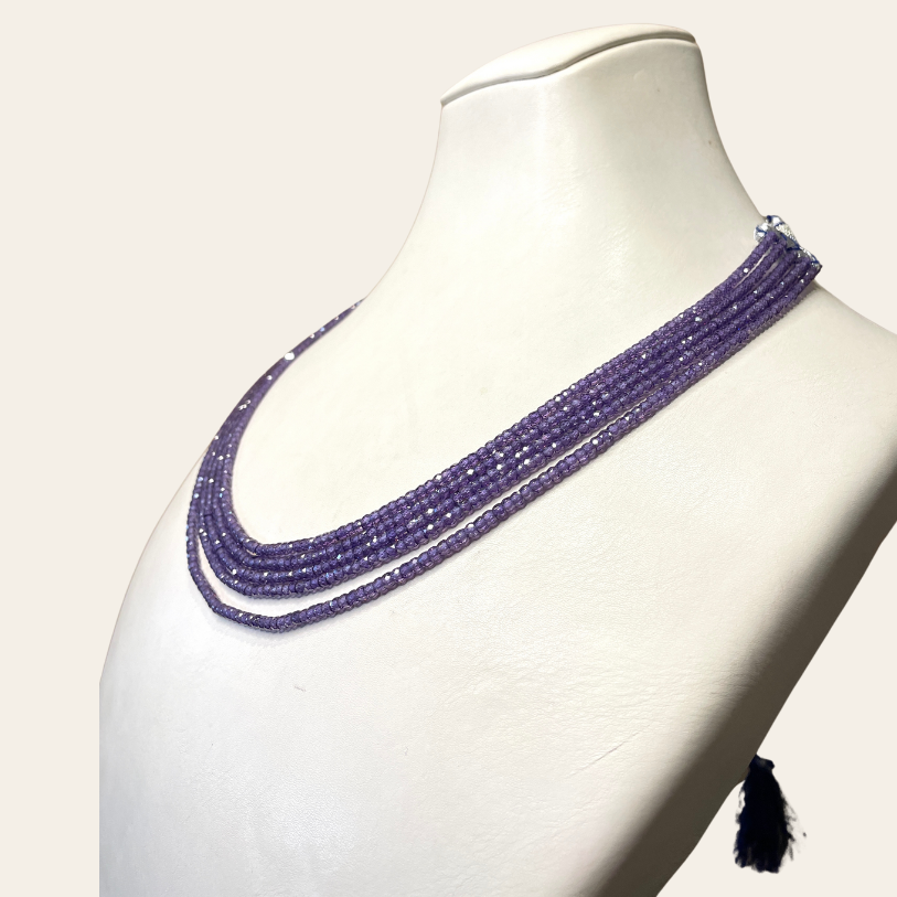 Collier de Zircon - 5 Fils Mauve Foncé