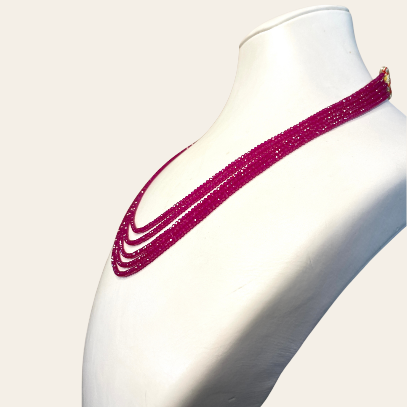 Collier de Rubis - 5 Fils Simples