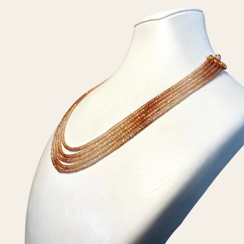 Collier de Zircon - 5 Fils Dégradé Beige & Marron
