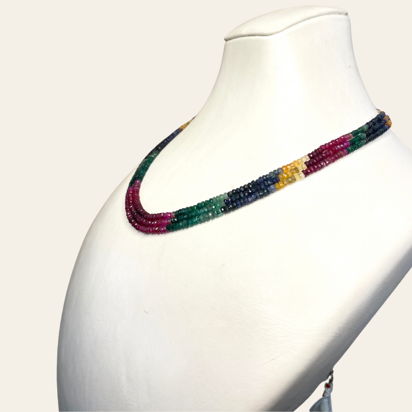 Collier d'Emeraude Couleur - 3 Fils Simples JBVR