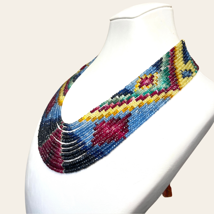 Collier d'Emeraude Couleur - 13 Fils Couronnes, Louzat & Triangle Rouge 🔺