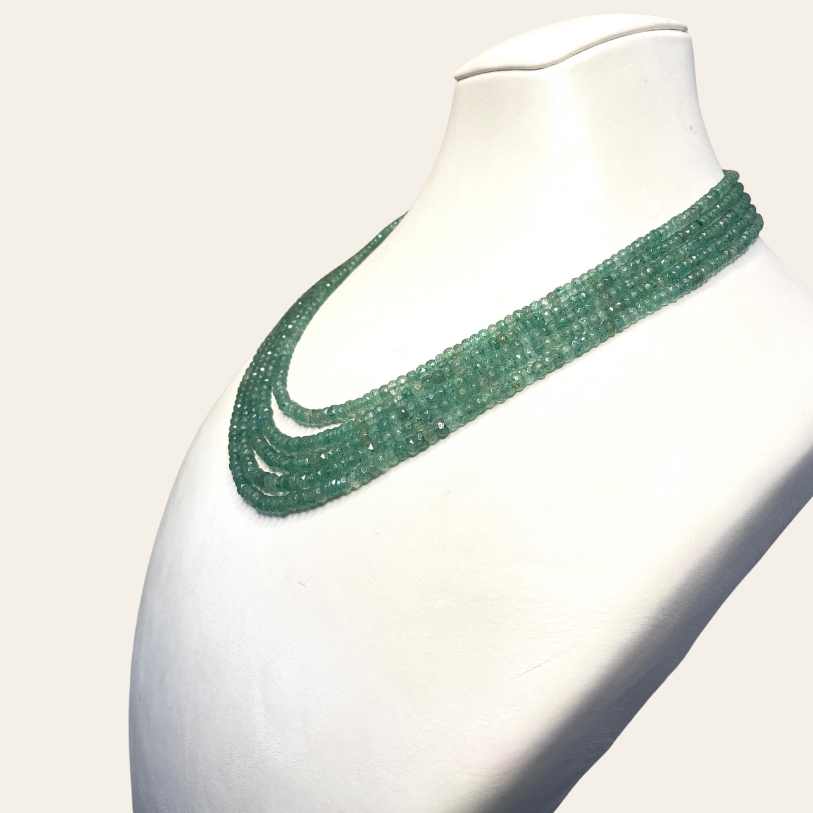 Collier d'Emeraude - 5 Fils Vert Bouteille