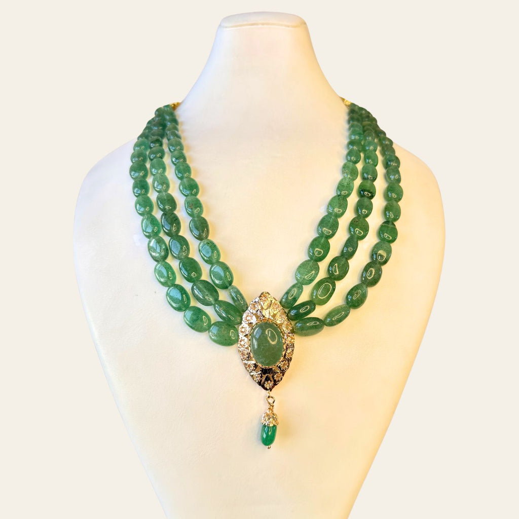 Collier Émeraudes Naturelles avec Pendentif ARO Oval Rosace & Bllota Émeraude