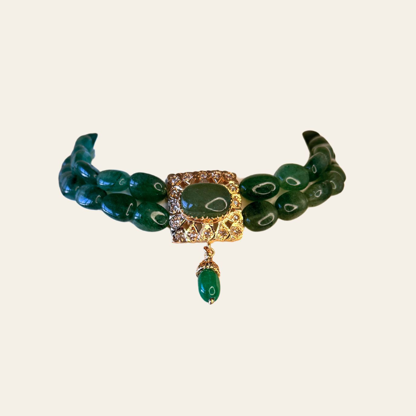 Chocker Émeraudes Naturelles avec Pendentif ARO Carré Rosace & Bllota Émeraude